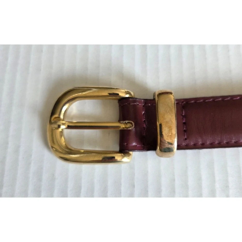 USA Genuine Leather Classic Dress Belt Wine Burgundy Red Gold Buckle 1X 36-39